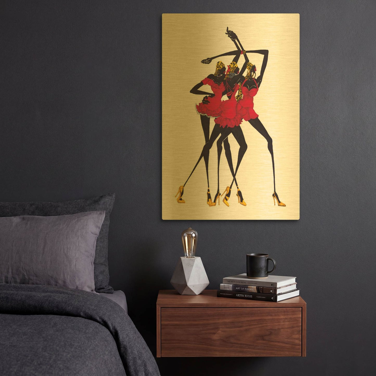 'Little Red Dress' By Shan Kelly Gold Metal Wall Art