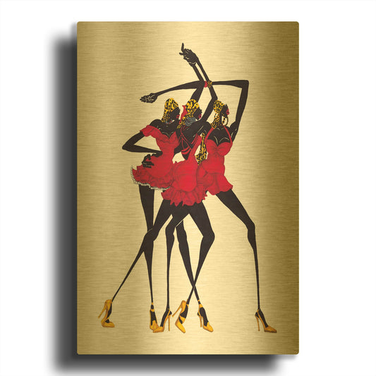 'Little Red Dress' By Shan Kelly Gold Metal Wall Art