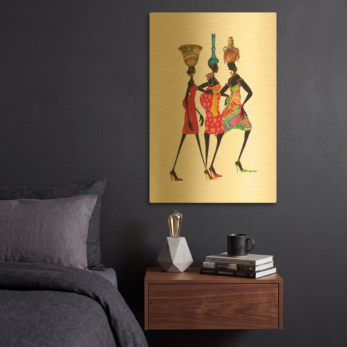 'To Market' By Shan Kelly Gold Metal Wall Art