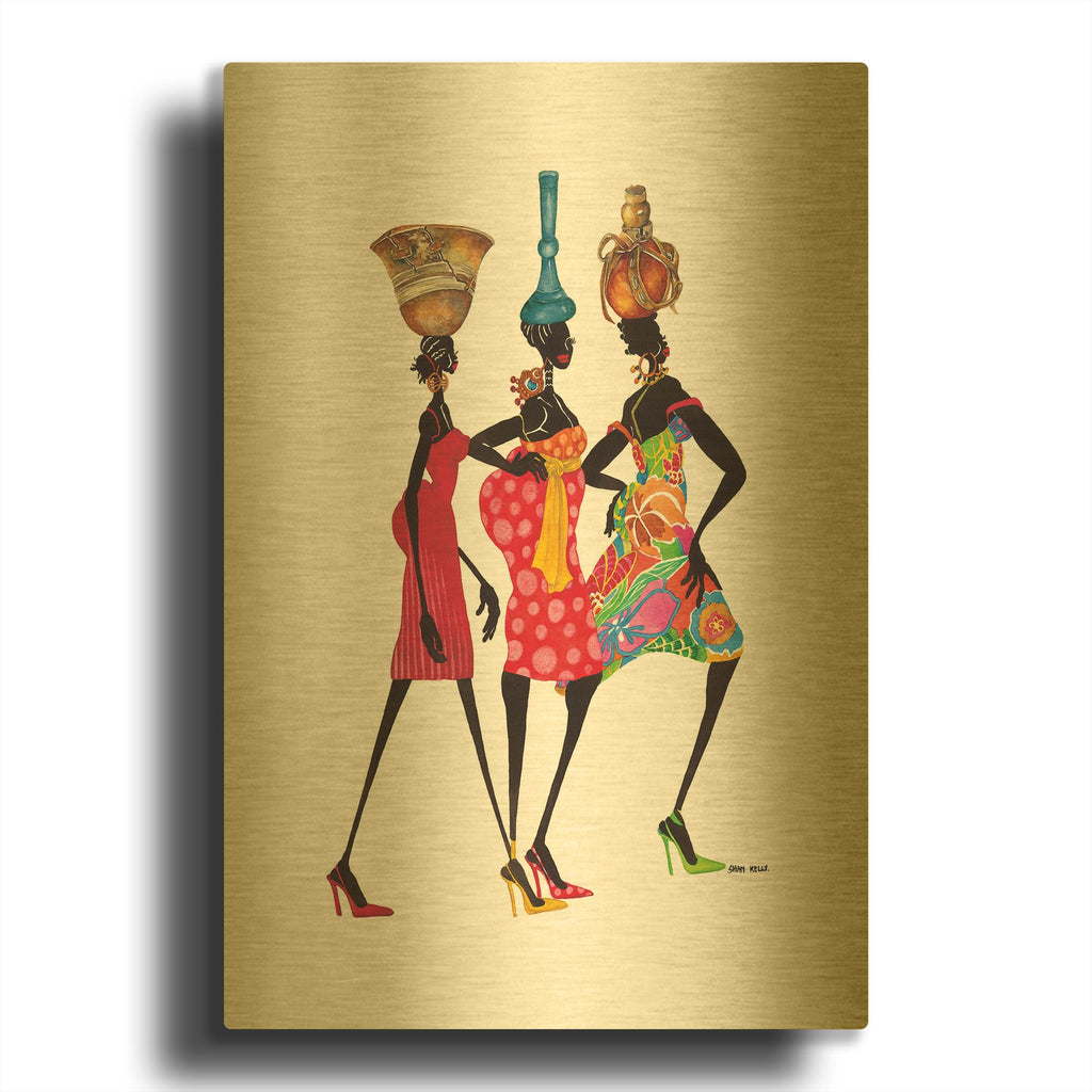 'To Market' By Shan Kelly Gold Metal Wall Art