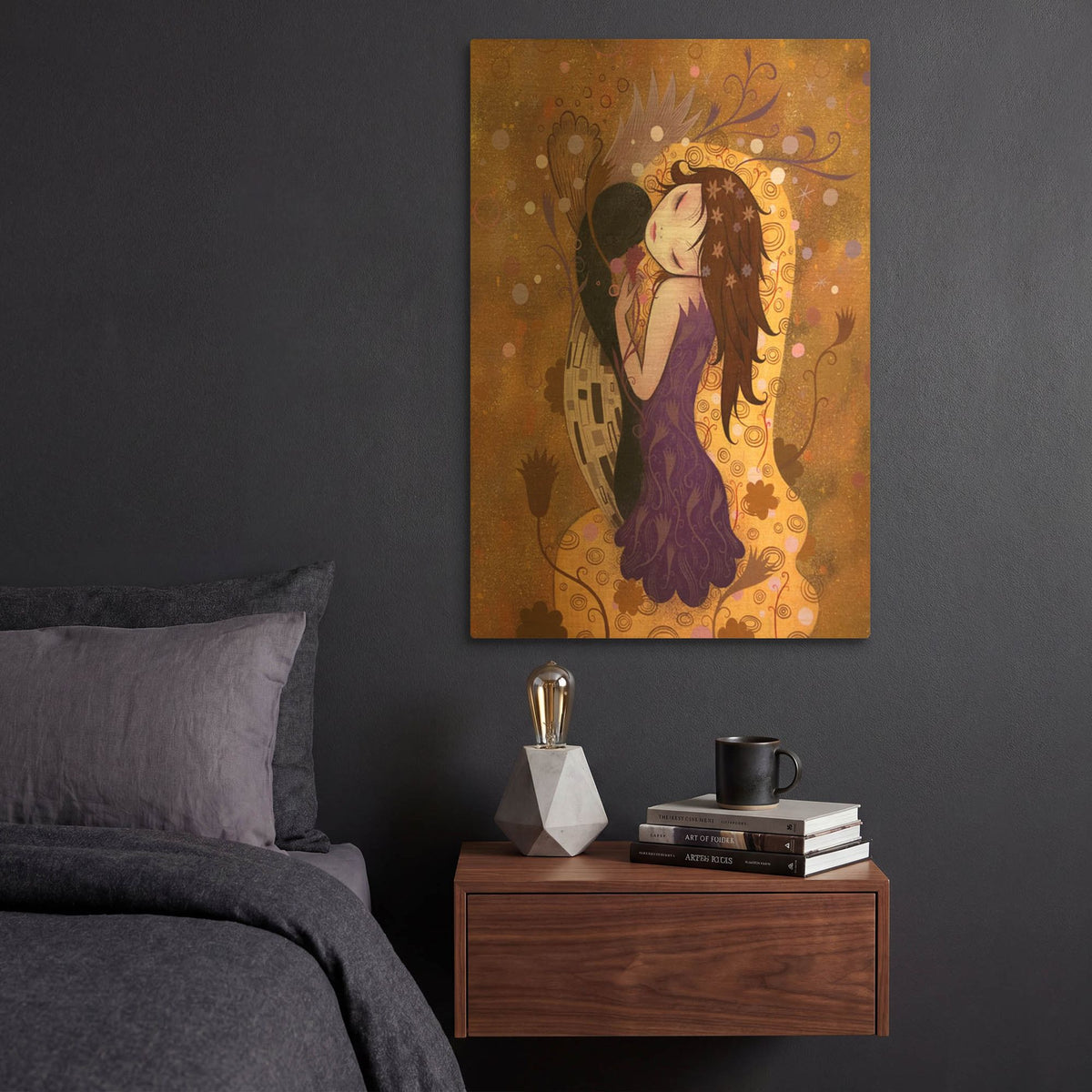 'After the Kiss' By Jeremiah Ketner Gold Metal Wall Art