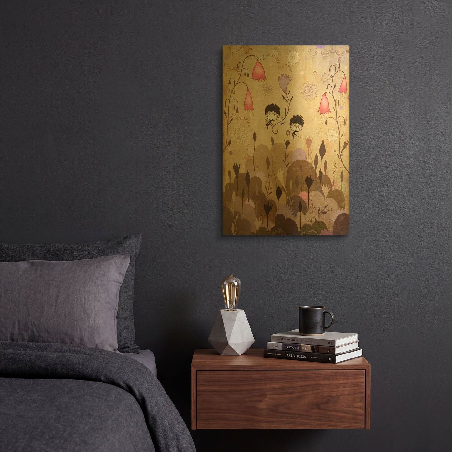 'Garden of Sleeping Flowers I' By Jeremiah Ketner Gold Metal Wall Art