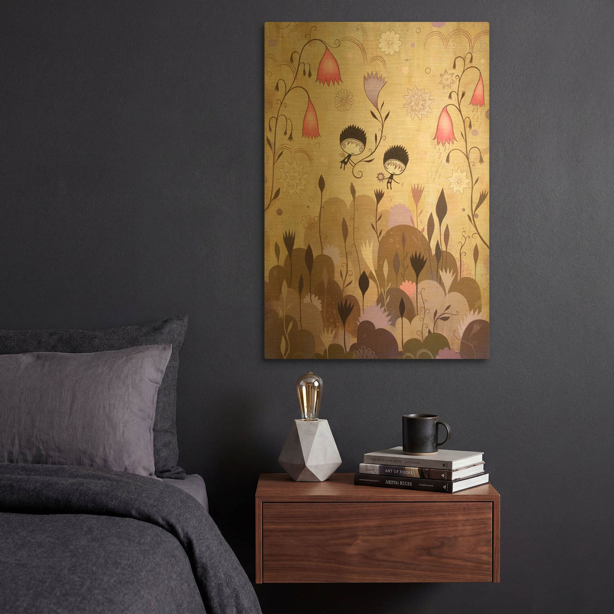 'Garden of Sleeping Flowers I' By Jeremiah Ketner Gold Metal Wall Art