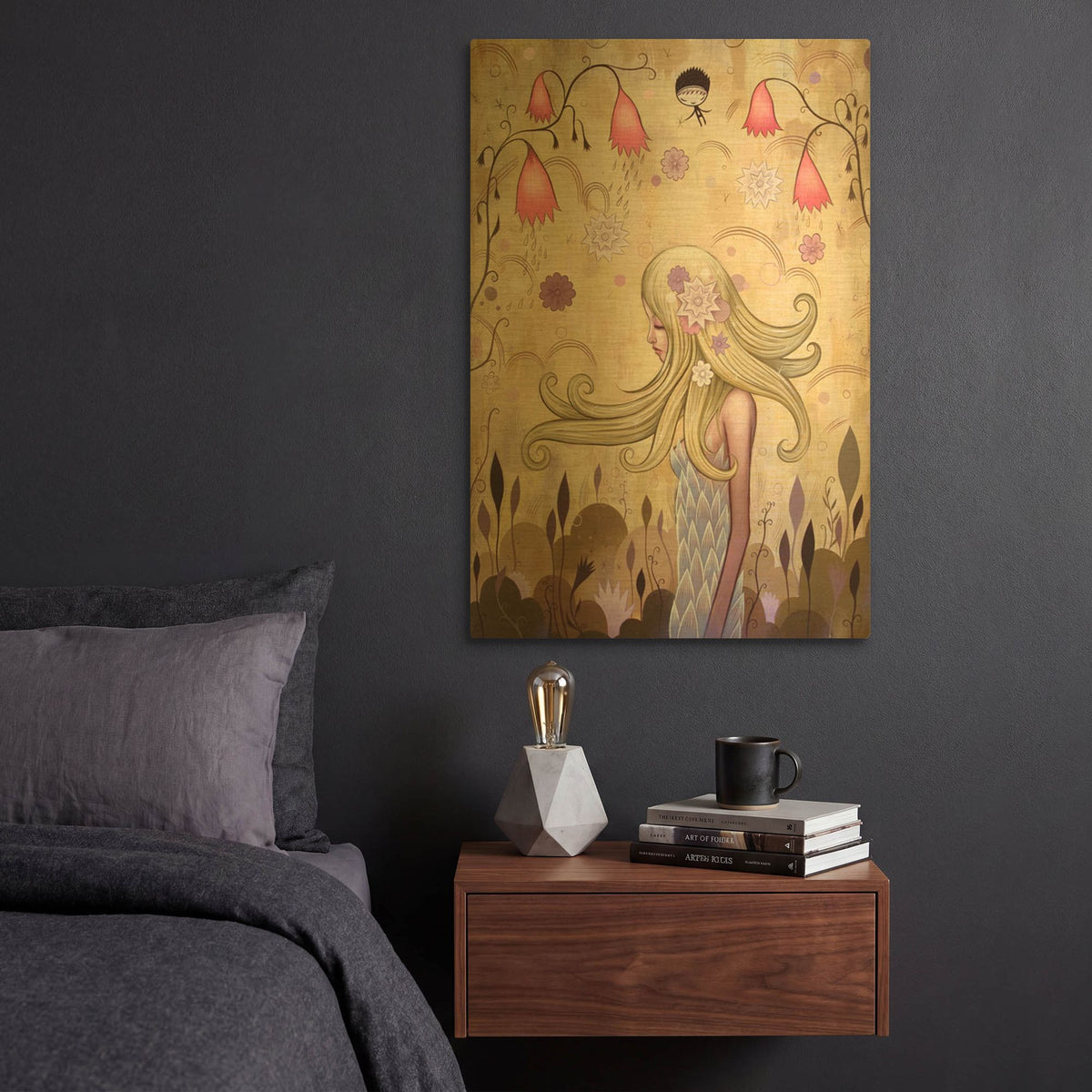 'Garden of Sleeping Flowers II' By Jeremiah Ketner Gold Metal Wall Art