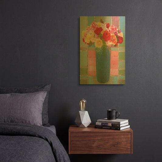 'Blossoming Brilliance' By Hooshang Khorasani Gold Metal Wall Art
