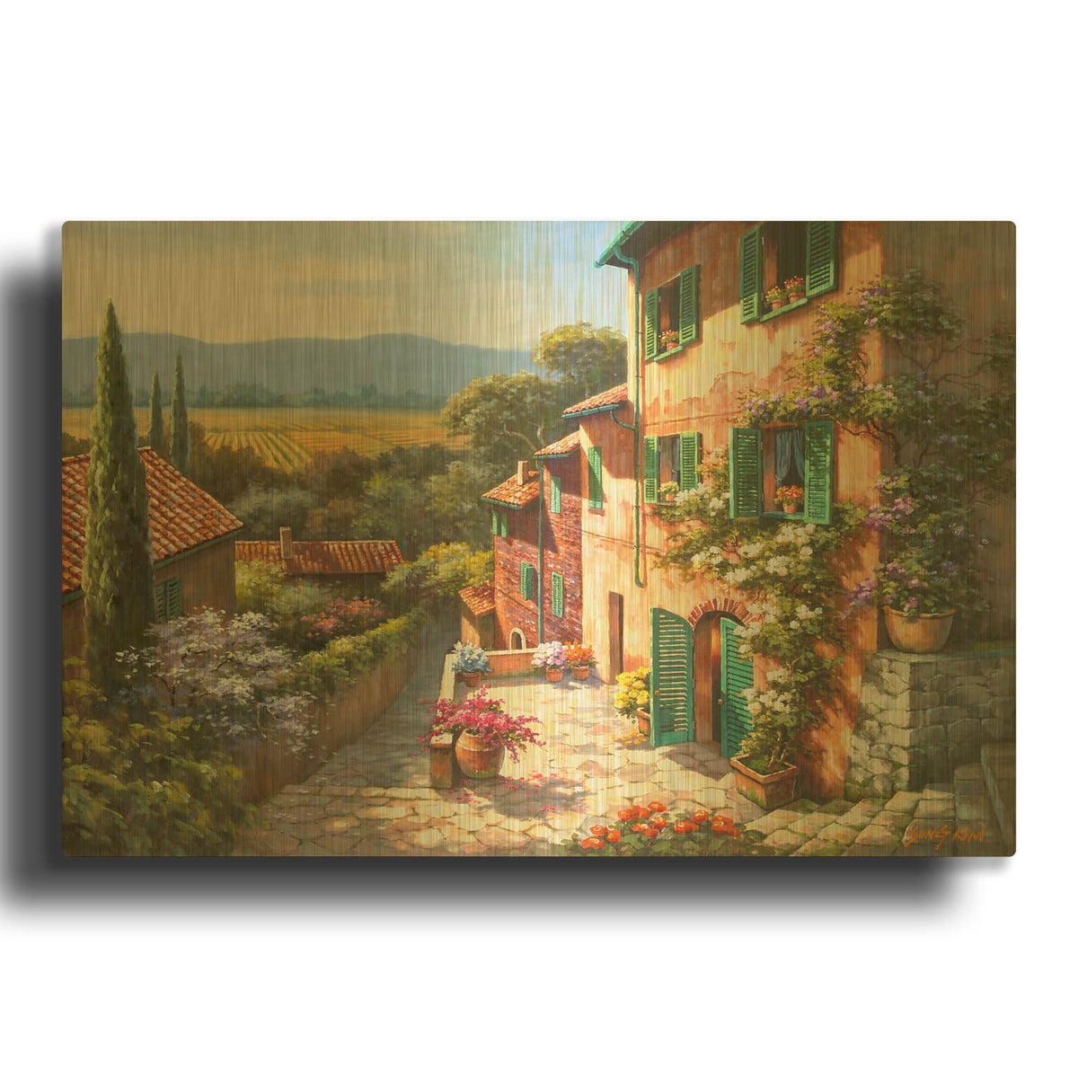 'Spring in the Valley' By Sung Kim Gold Metal Wall Art