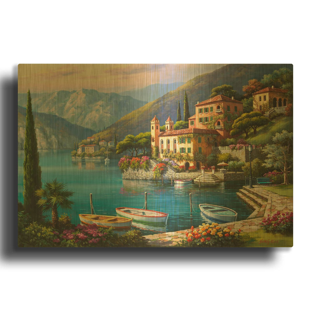 'Villa Bella Vista' By Sung Kim Gold Metal Wall Art