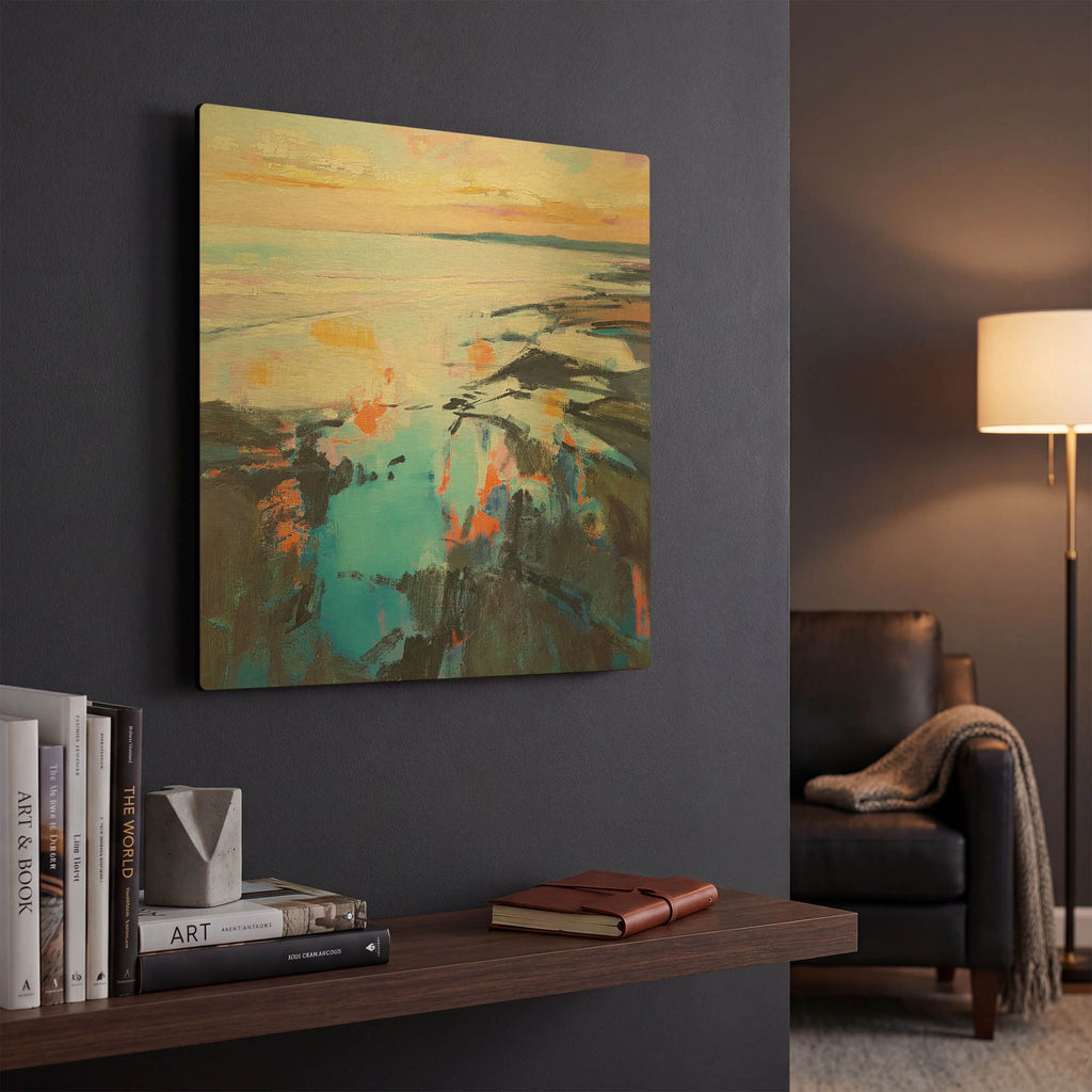 'Rock Pool Sunrise' By Andrew Kinmont Gold Metal Wall Art