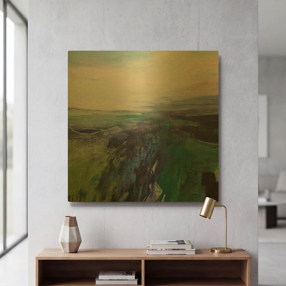 'Viridescent Valley No. 1' By Andrew Kinmont Gold Metal Wall Art