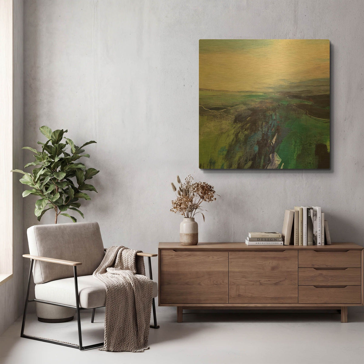 'Viridescent Valley No. 1' By Andrew Kinmont Gold Metal Wall Art