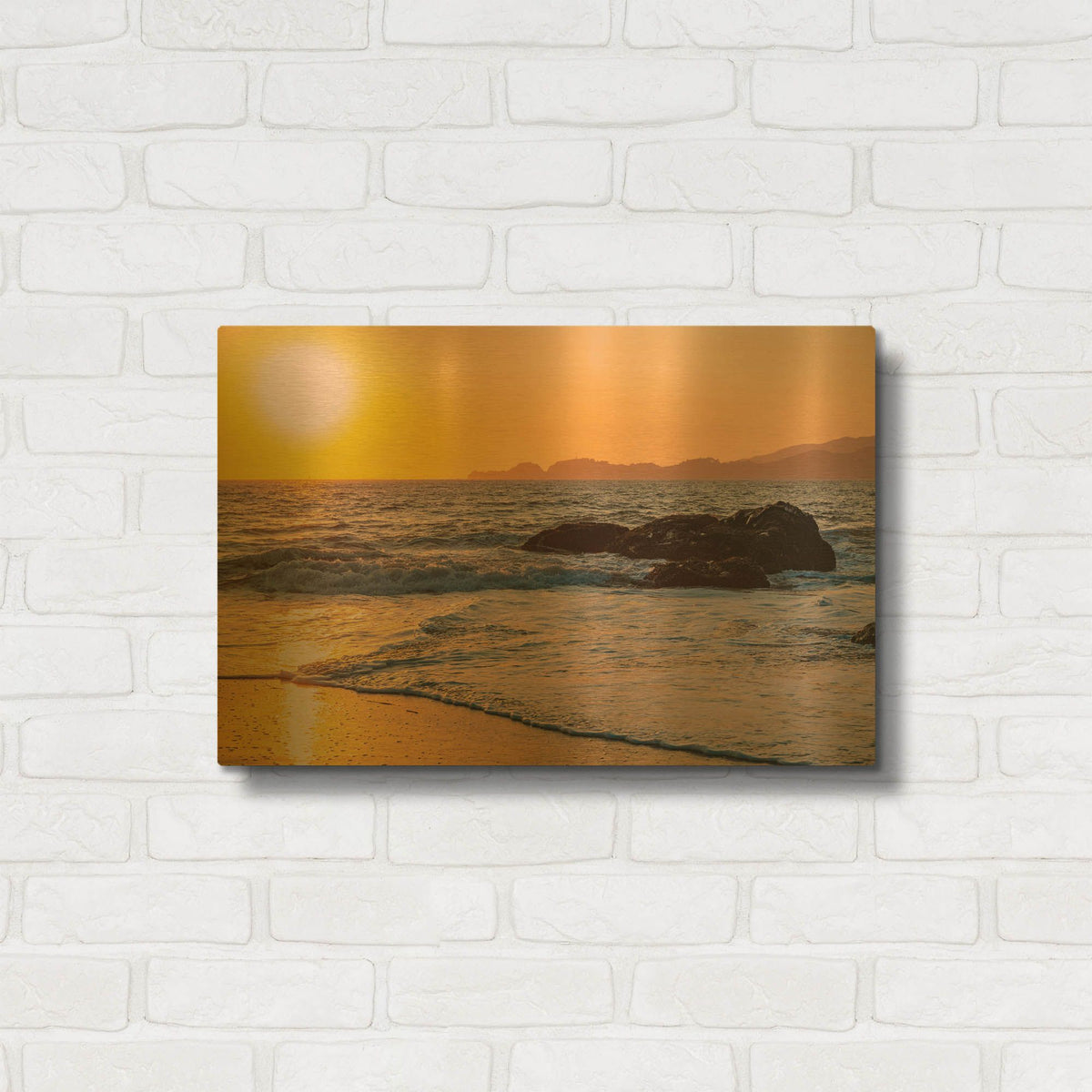 'San Francisco Sunset' By AKG Gold Metal Wall Art
