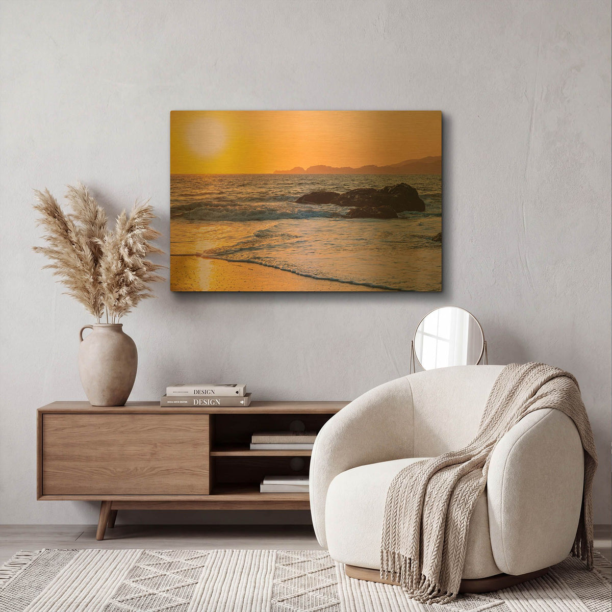 'San Francisco Sunset' By AKG Gold Metal Wall Art