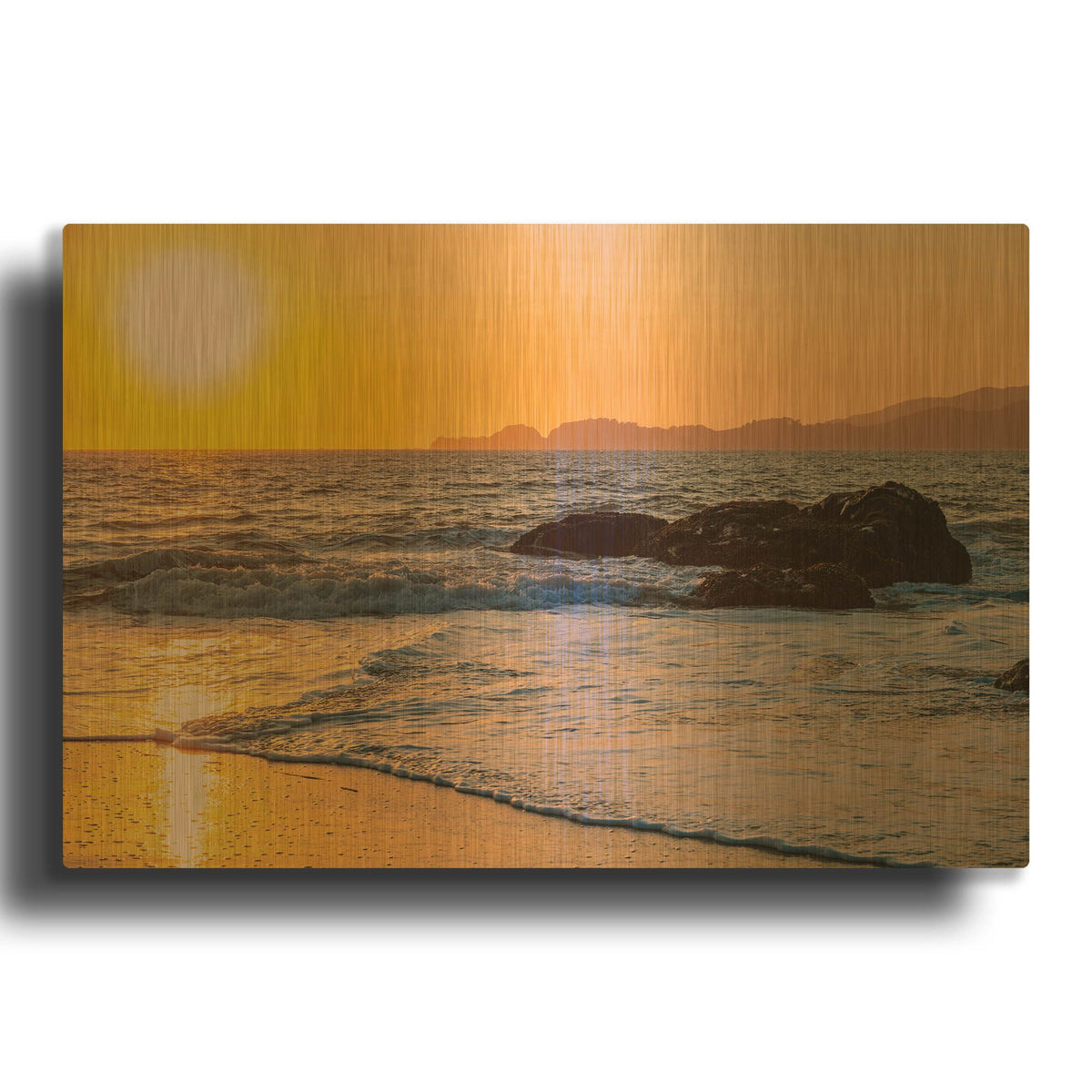 'San Francisco Sunset' By AKG Gold Metal Wall Art