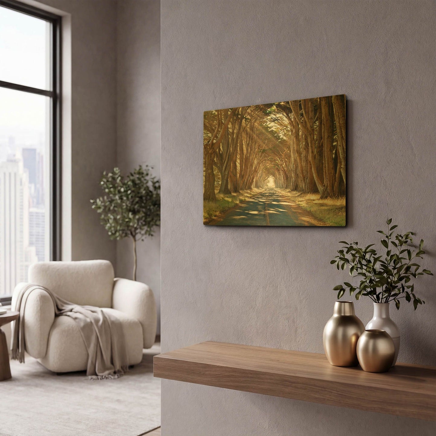 'Cypresses' By Alan Klug Gold Metal Wall Art