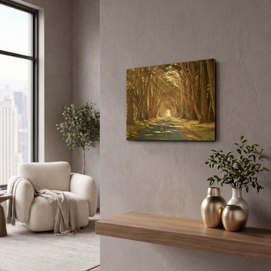 'Cypresses' By Alan Klug Gold Metal Wall Art