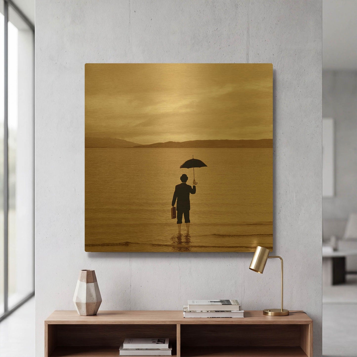 'Incident at Loch Ness' By Alan Klug Gold Metal Wall Art