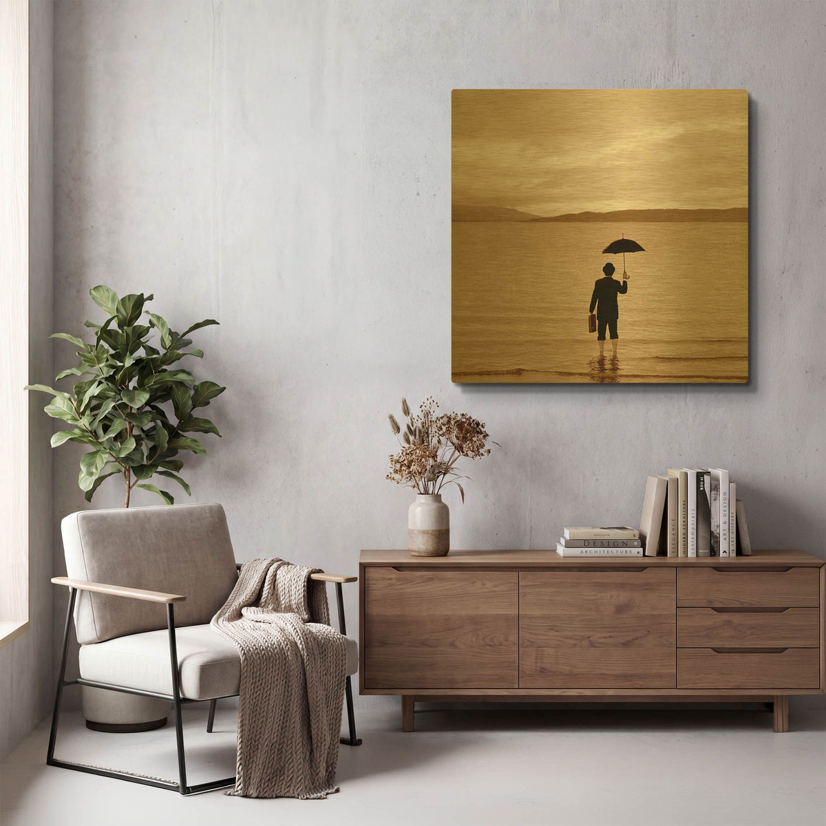 'Incident at Loch Ness' By Alan Klug Gold Metal Wall Art