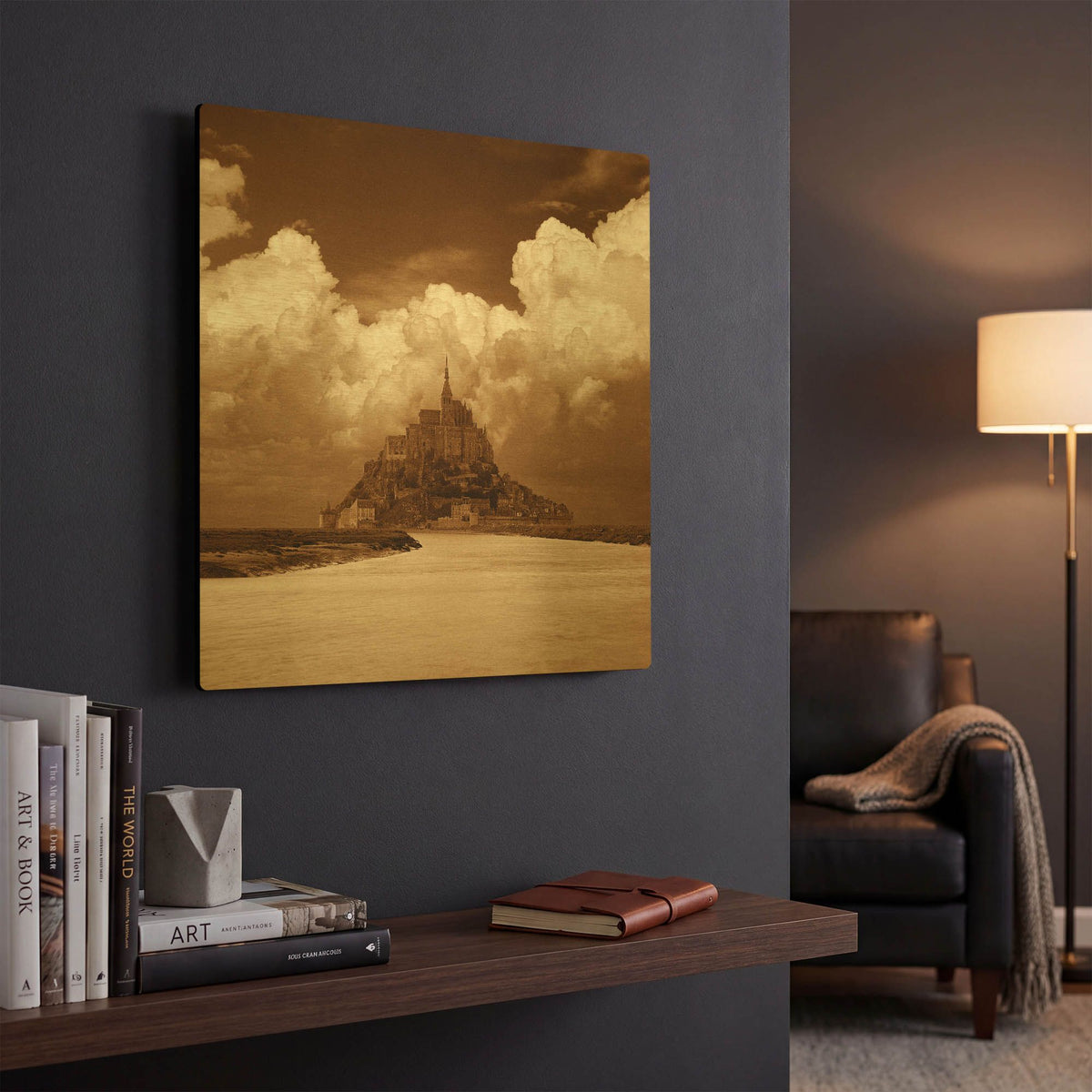 'Mont San Michel' By Alan Klug Gold Metal Wall Art