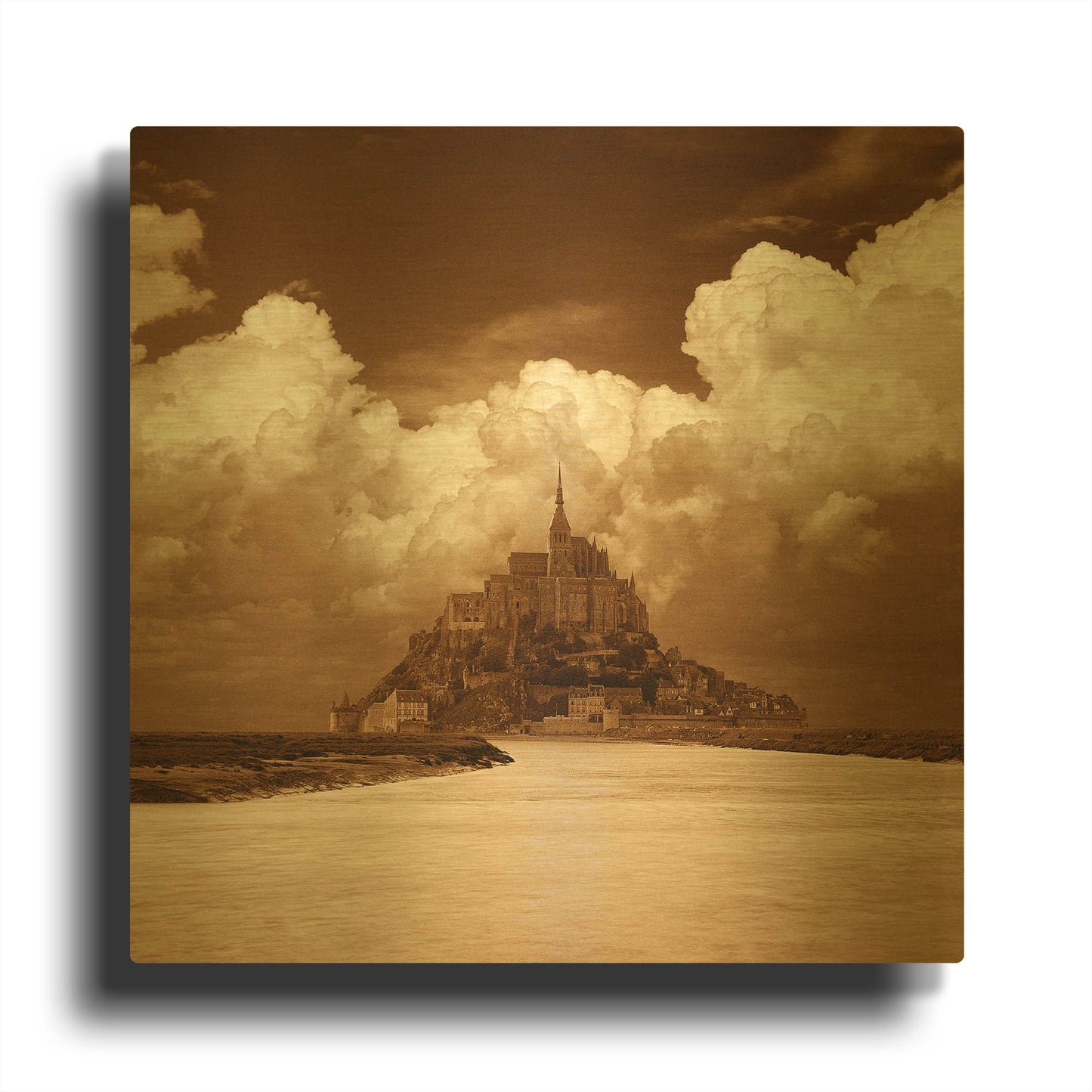 'Mont San Michel' By Alan Klug Gold Metal Wall Art