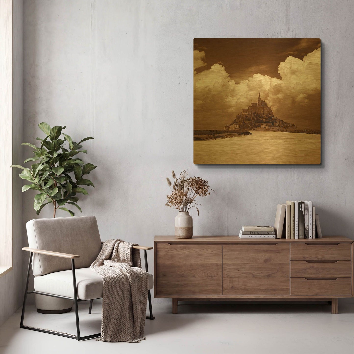 'Mont San Michel' By Alan Klug Gold Metal Wall Art