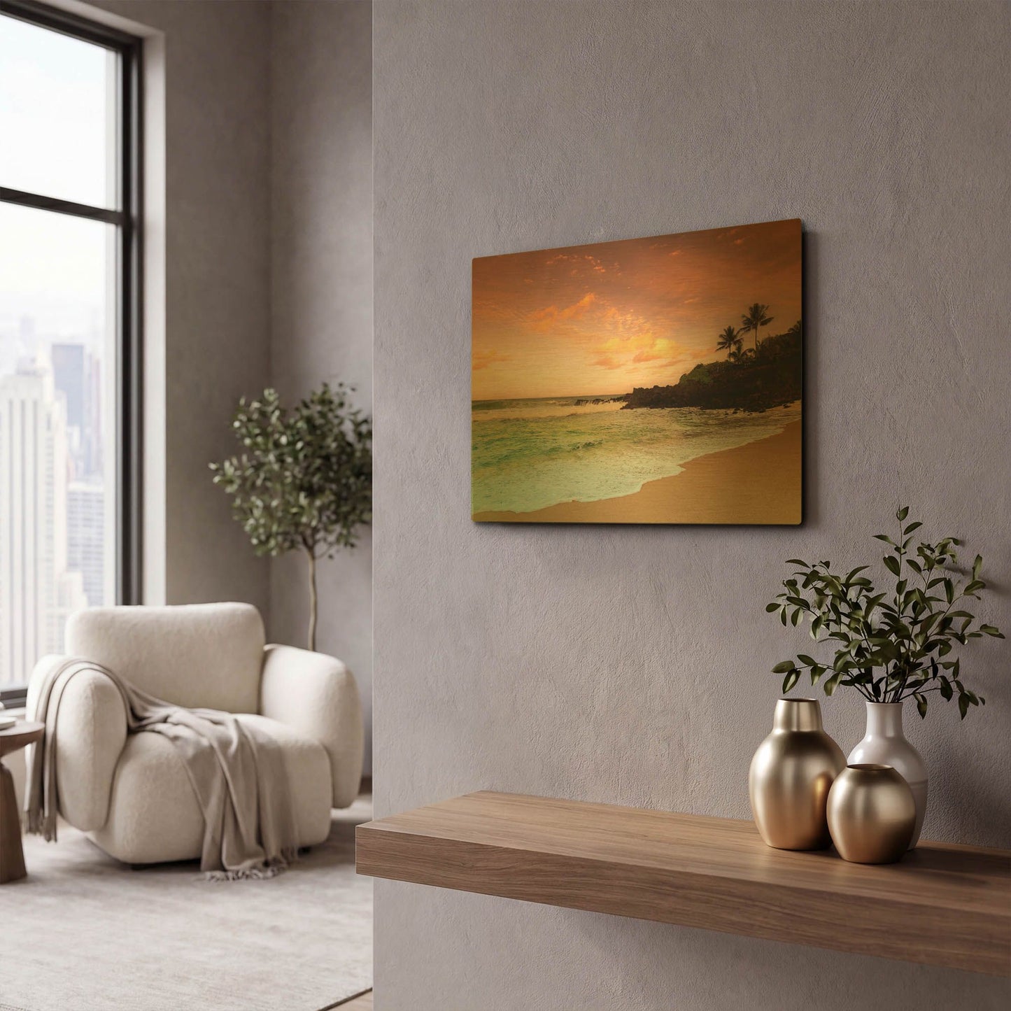'North Shore Dawn Oahu' By Alan Klug Gold Metal Wall Art