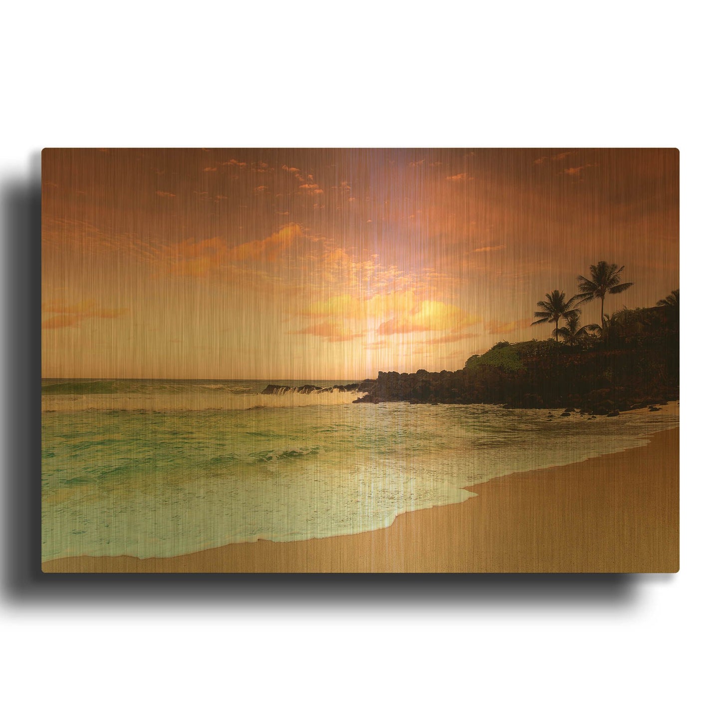 'North Shore Dawn Oahu' By Alan Klug Gold Metal Wall Art