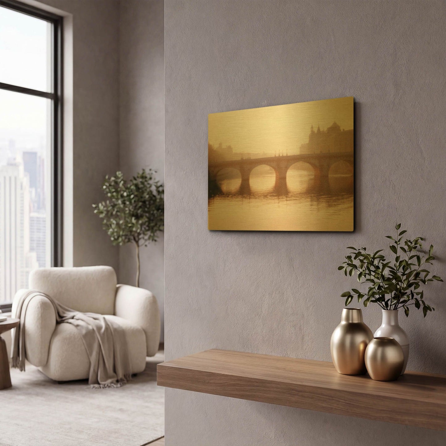 'Pont Neuf Paris' By Alan Klug Gold Metal Wall Art