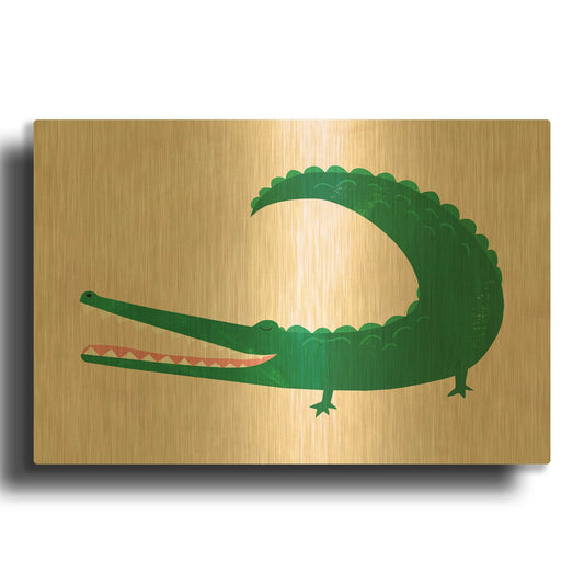 'Crocodile K2756D' By Emily Kopcik Gold Metal Wall Art