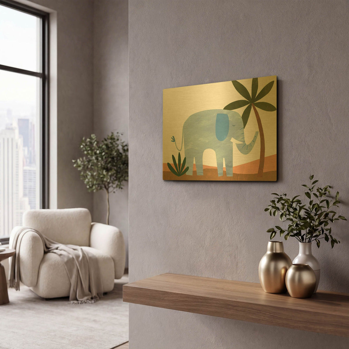 'Ellie The Elephant K2757D' By Emily Kopcik Gold Metal Wall Art