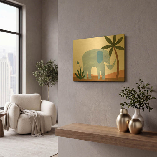 'Ellie The Elephant K2757D' By Emily Kopcik Gold Metal Wall Art