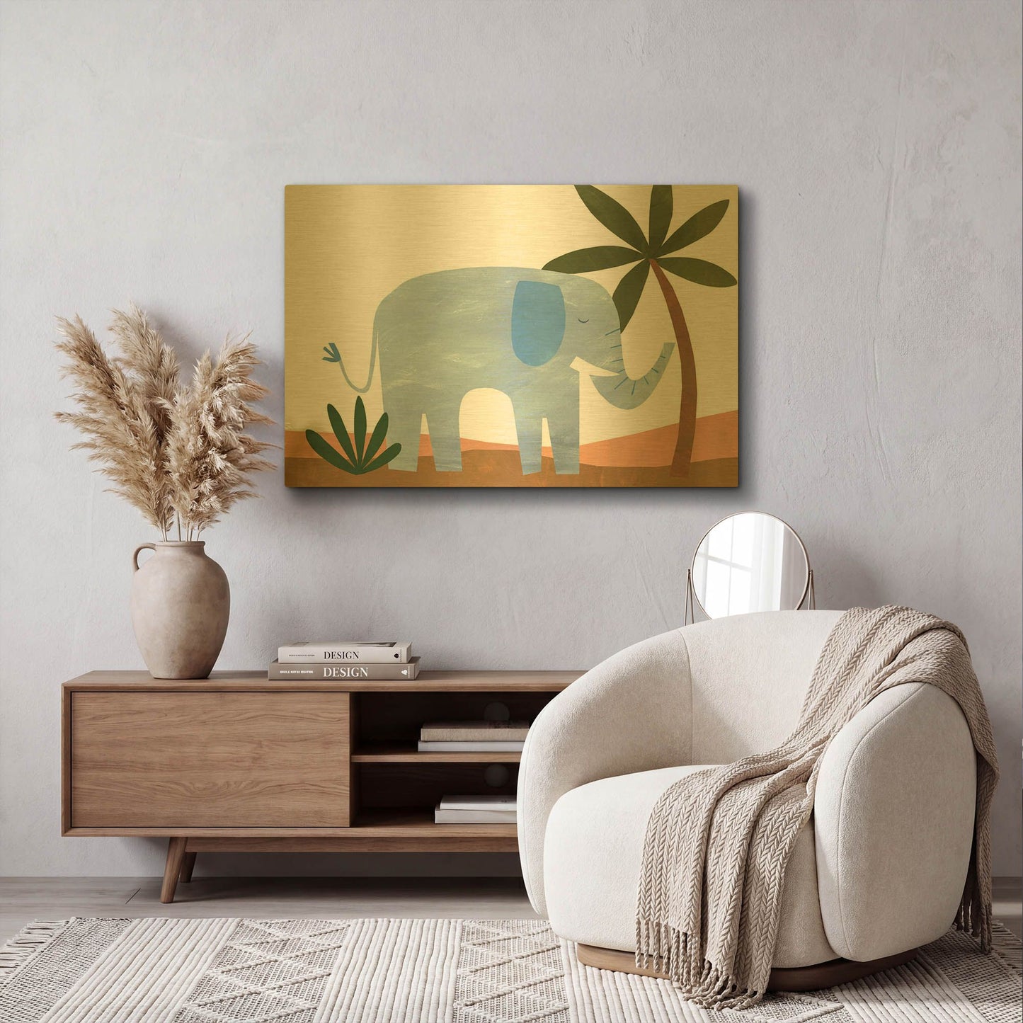 'Ellie The Elephant K2757D' By Emily Kopcik Gold Metal Wall Art