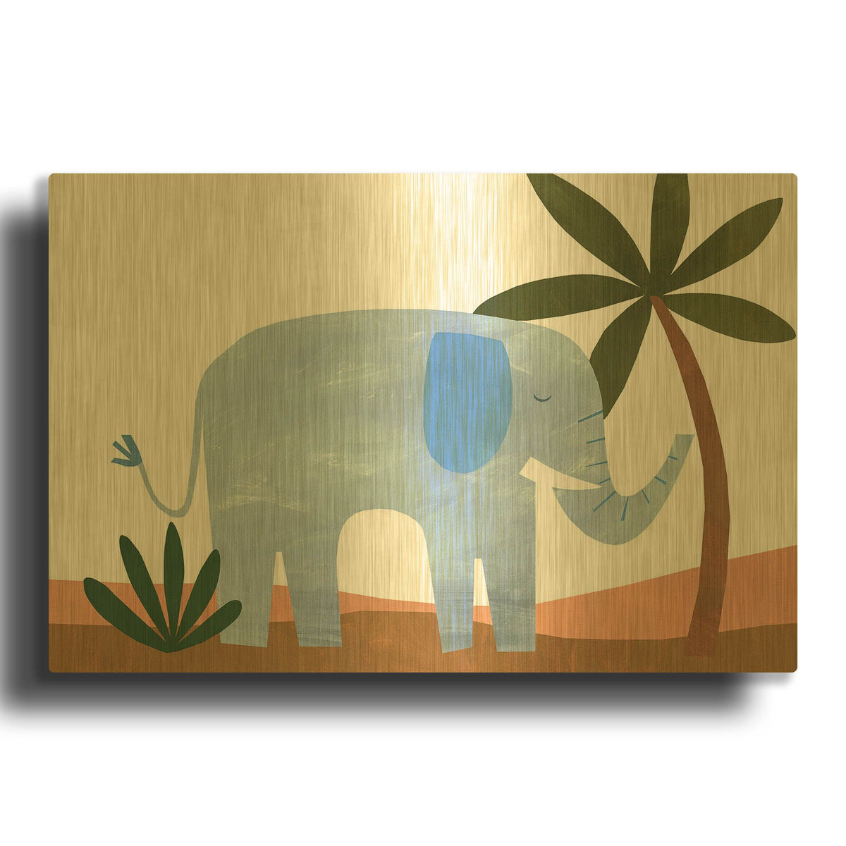 'Ellie The Elephant K2757D' By Emily Kopcik Gold Metal Wall Art