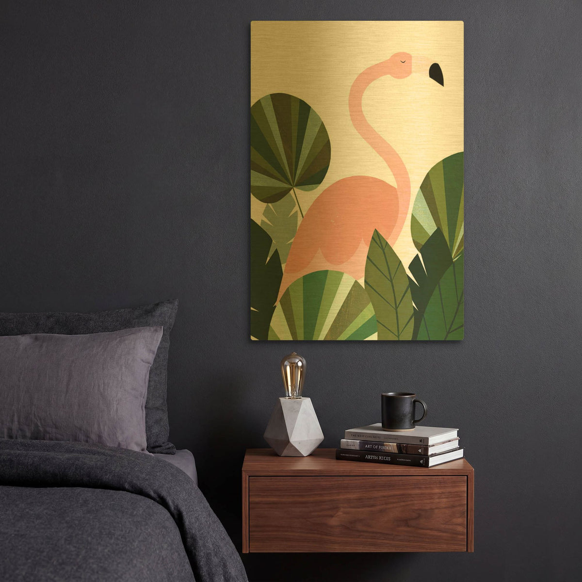 'Florence The Flamingo K2759D' By Emily Kopcik Gold Metal Wall Art