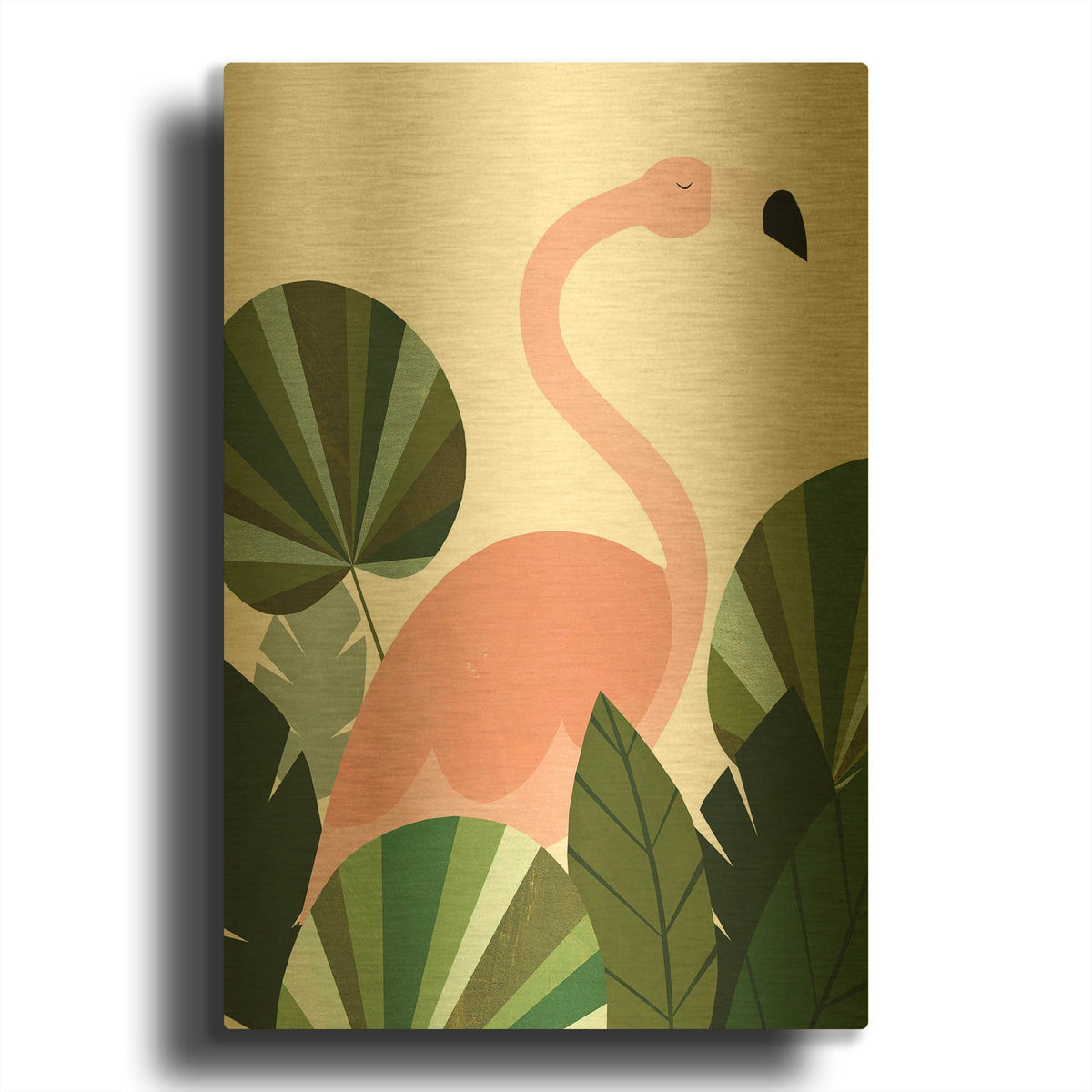 'Florence The Flamingo K2759D' By Emily Kopcik Gold Metal Wall Art