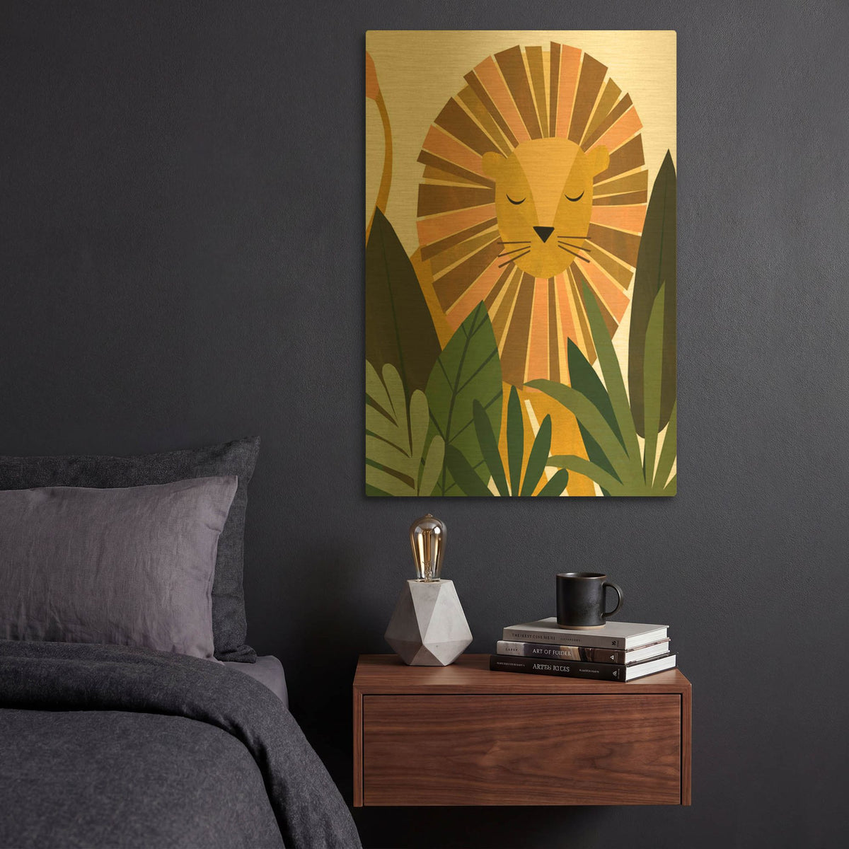'Liam The Lion K2761D' By Emily Kopcik Gold Metal Wall Art