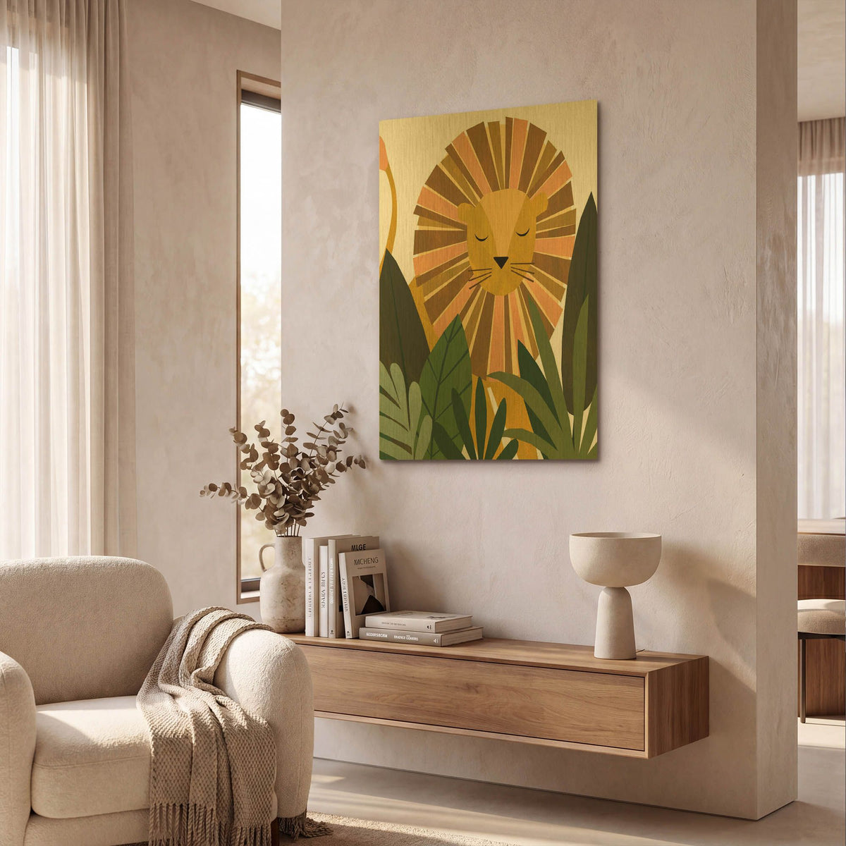 'Liam The Lion K2761D' By Emily Kopcik Gold Metal Wall Art