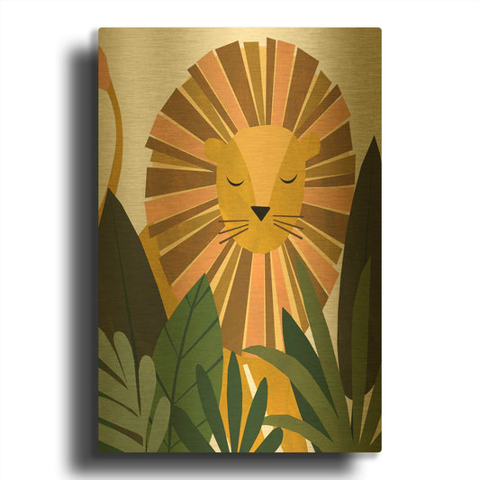 'Liam The Lion K2761D' By Emily Kopcik Gold Metal Wall Art