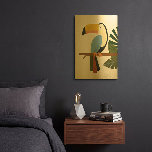 'Tucker The Toucan K2765D' By Emily Kopcik Gold Metal Wall Art