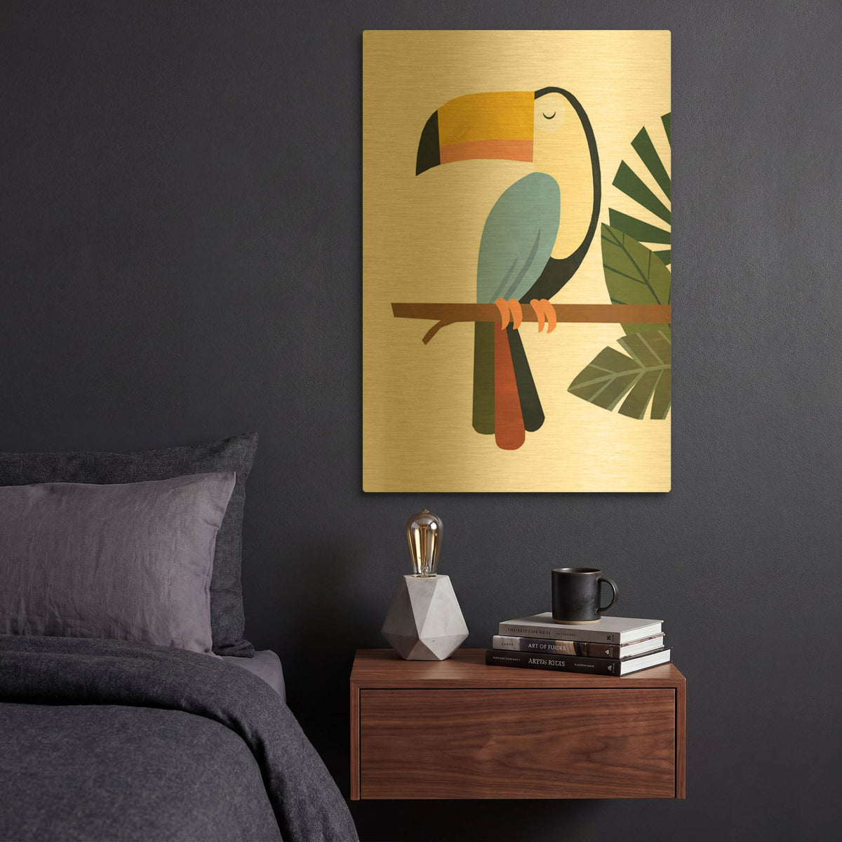 'Tucker The Toucan K2765D' By Emily Kopcik Gold Metal Wall Art