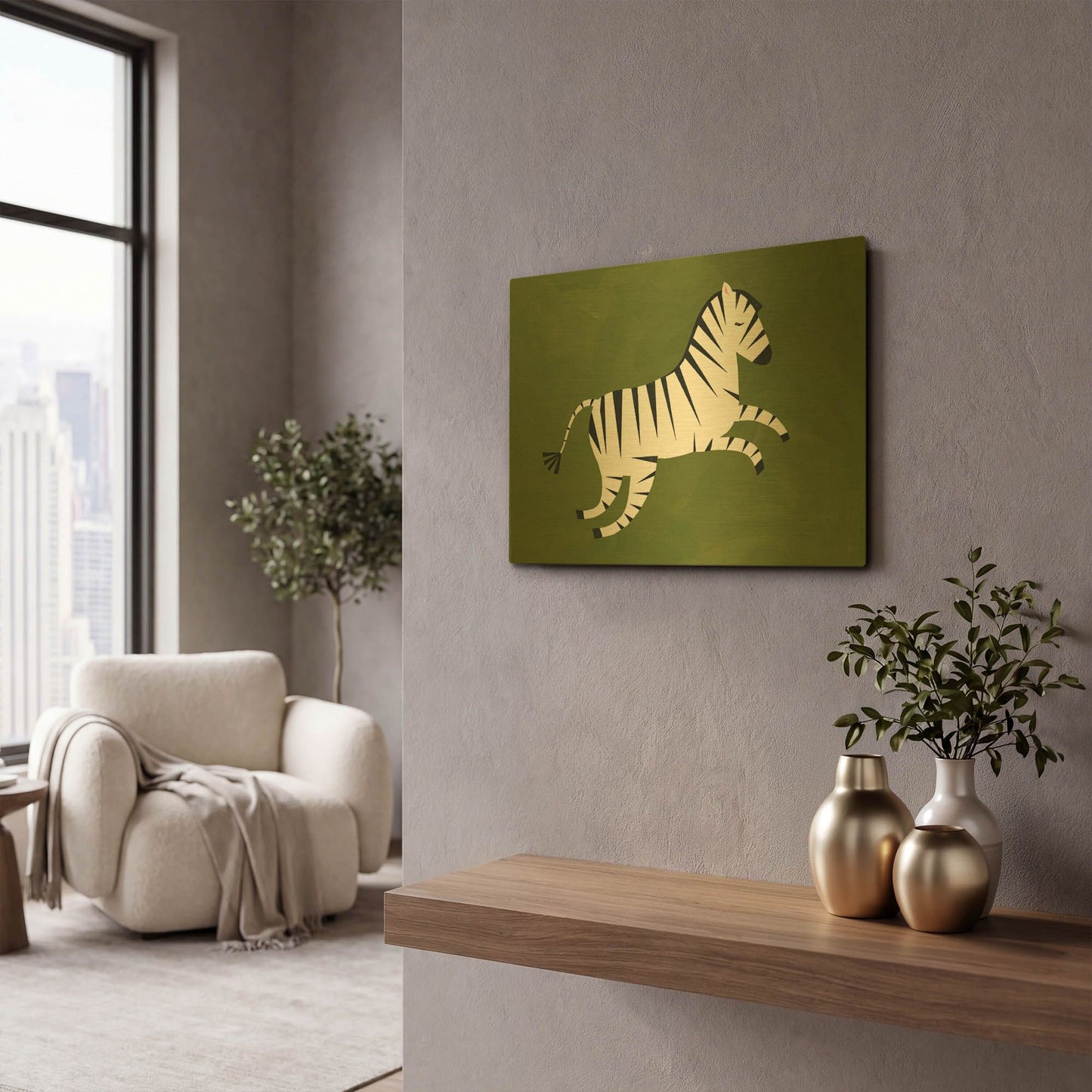 'Zebra K2767D' By Emily Kopcik Gold Metal Wall Art