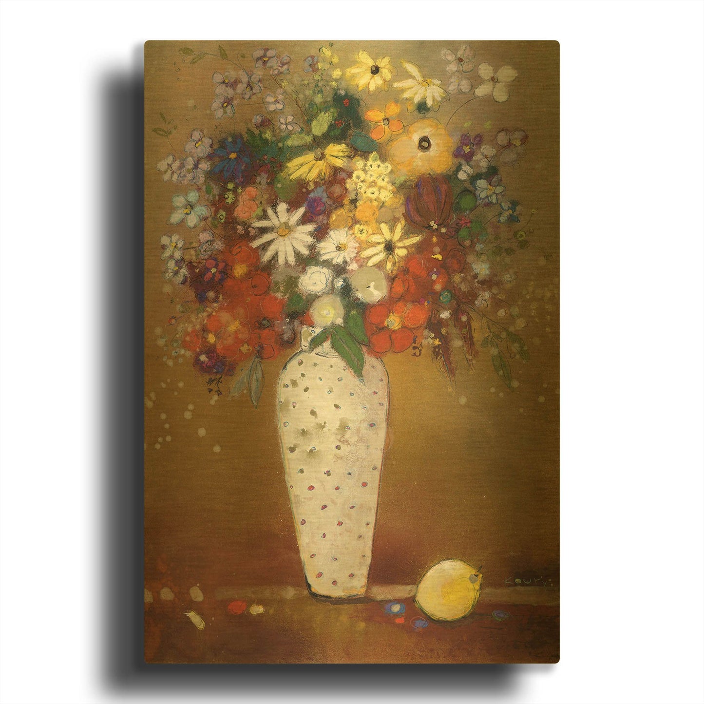 'After Redon' By Aleah Koury Gold Metal Wall Art