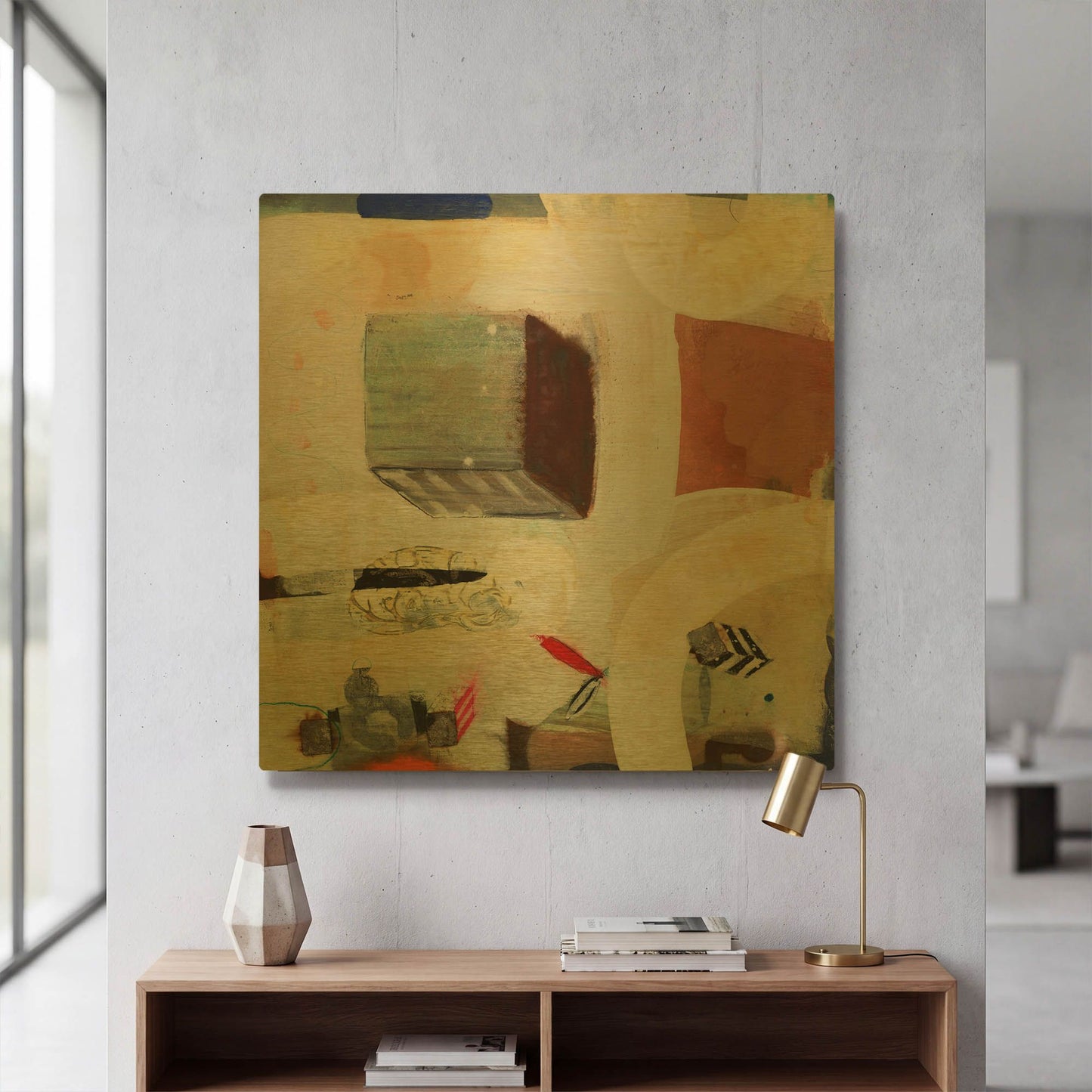 'Brain Freeze 3' By Aleah Koury Gold Metal Wall Art