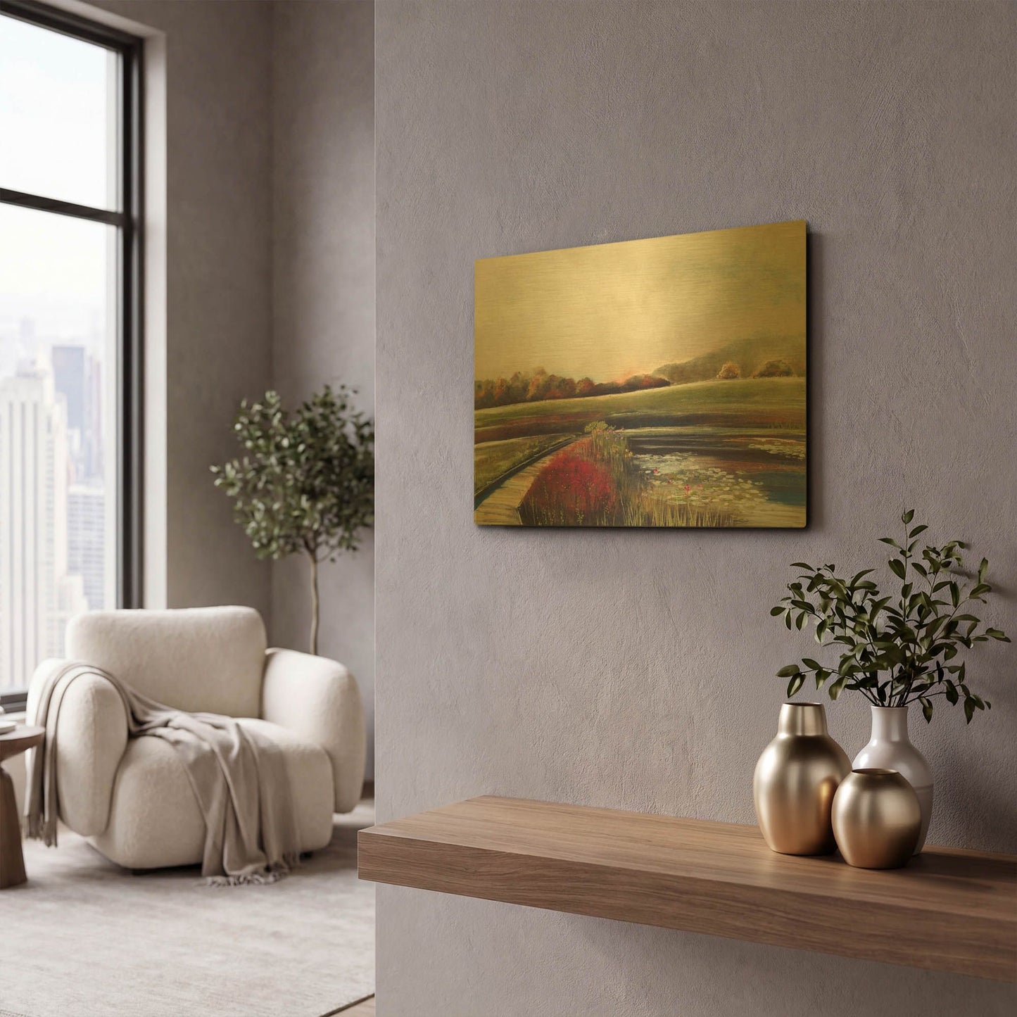 'Edge of Autumn' By Aleah Koury Gold Metal Wall Art