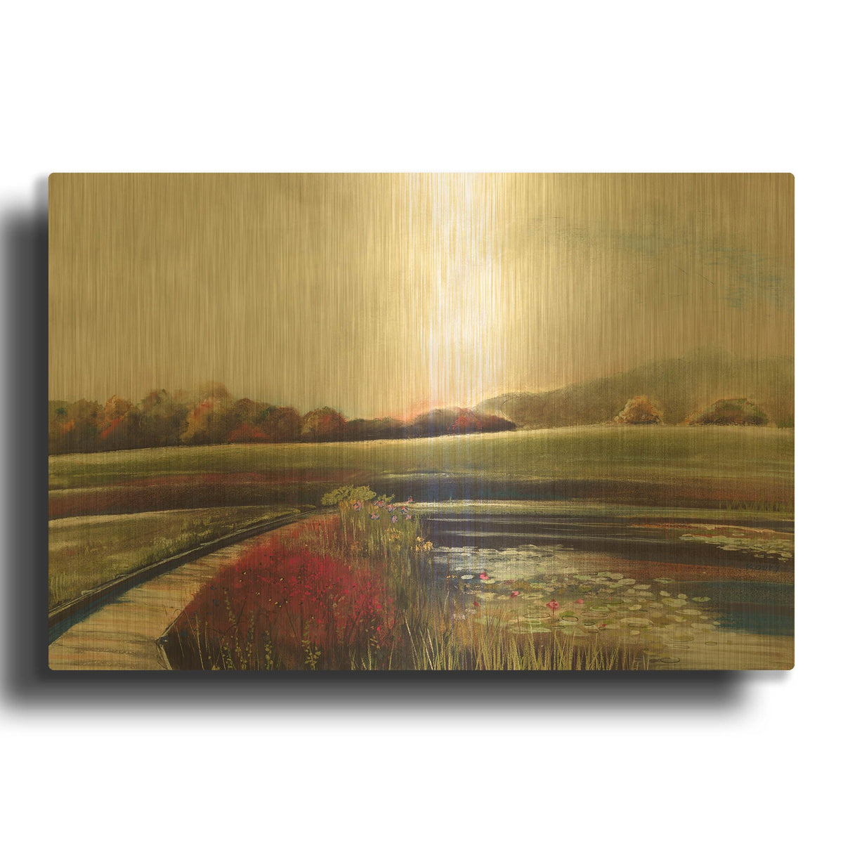 'Edge of Autumn' By Aleah Koury Gold Metal Wall Art