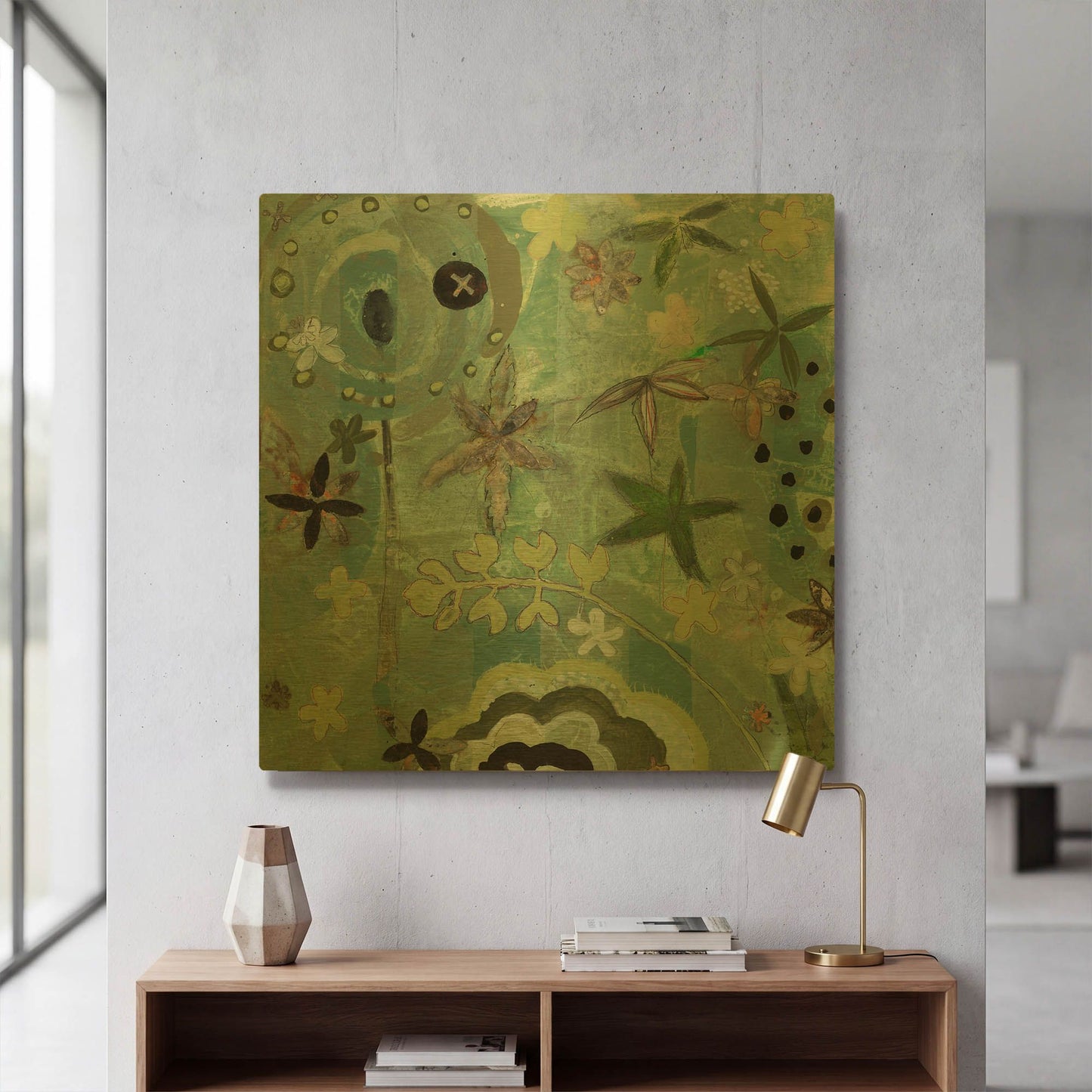 'Floral Fantasies 1' By Aleah Koury Gold Metal Wall Art