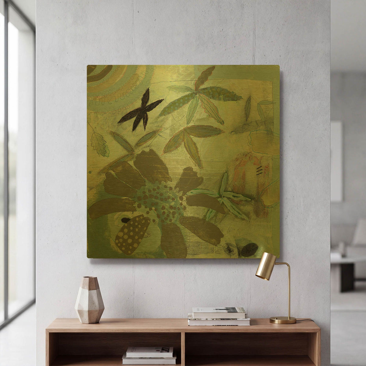 'Floral Fantasies 2' By Aleah Koury Gold Metal Wall Art