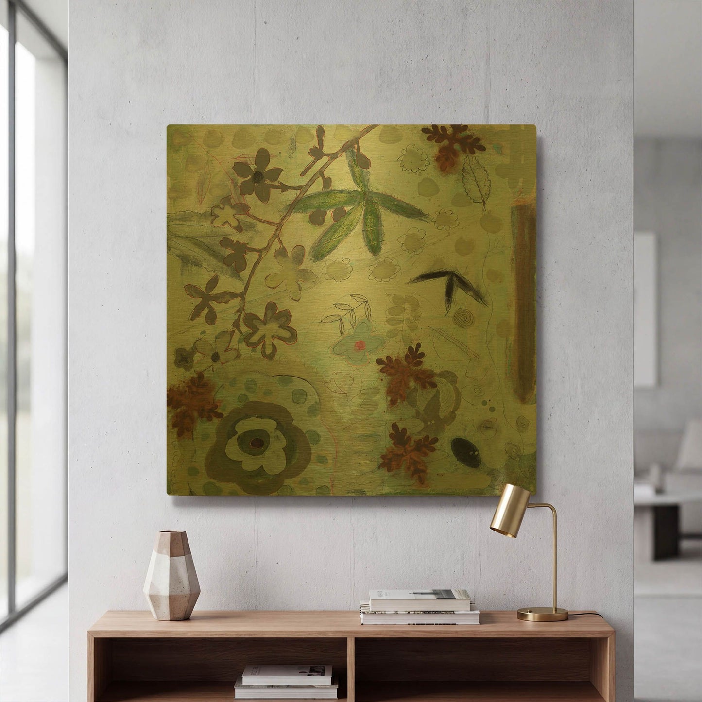 'Floral Fantasies 3' By Aleah Koury Gold Metal Wall Art