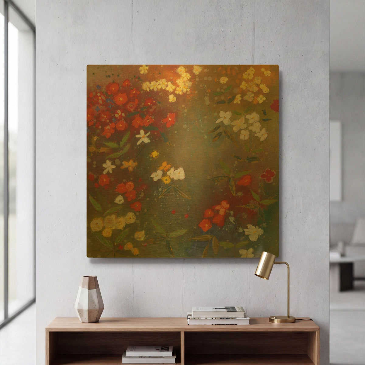 'Gardens in the Mist IV' By Aleah Koury Gold Metal Wall Art
