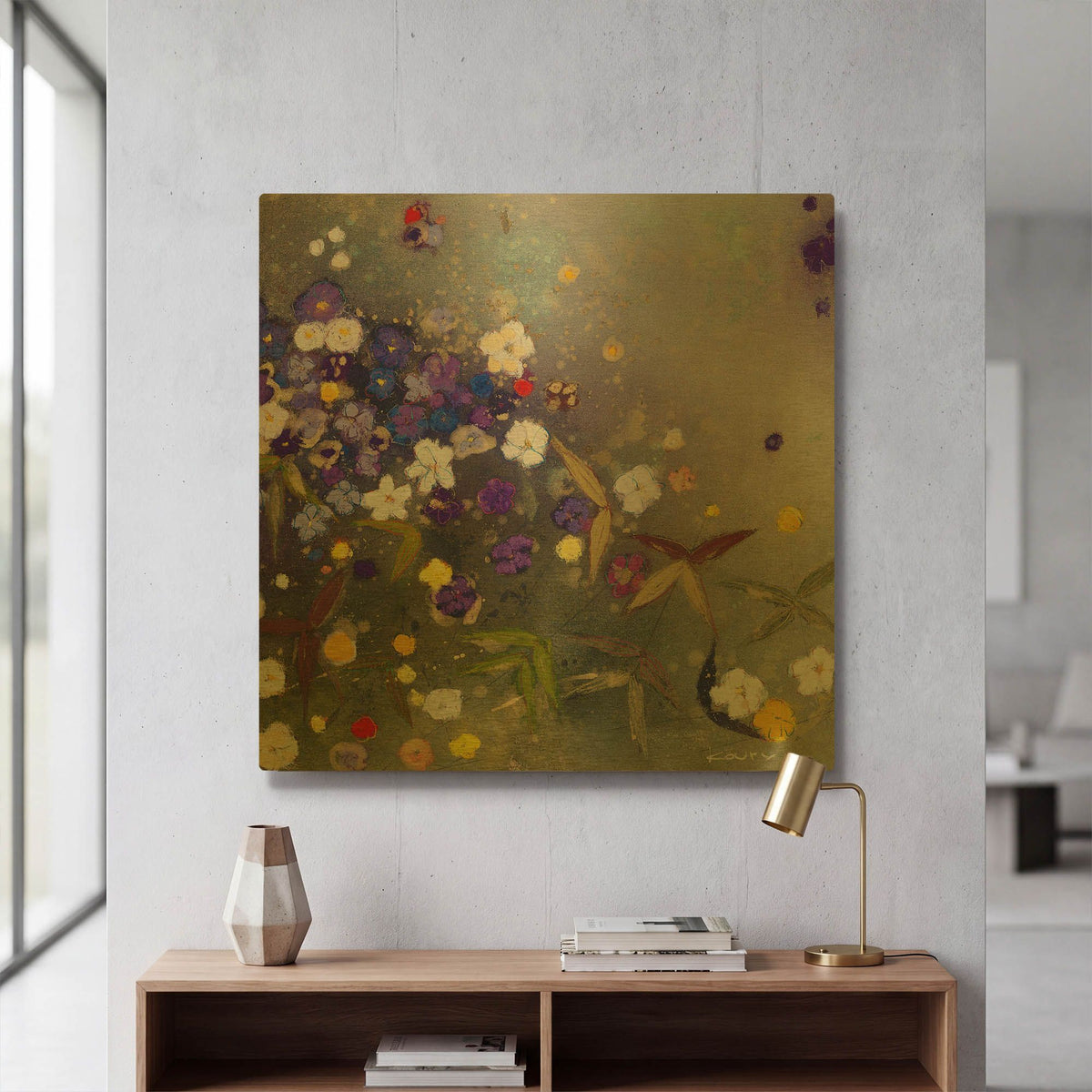 'Gardens in the Mist IX' By Aleah Koury Gold Metal Wall Art