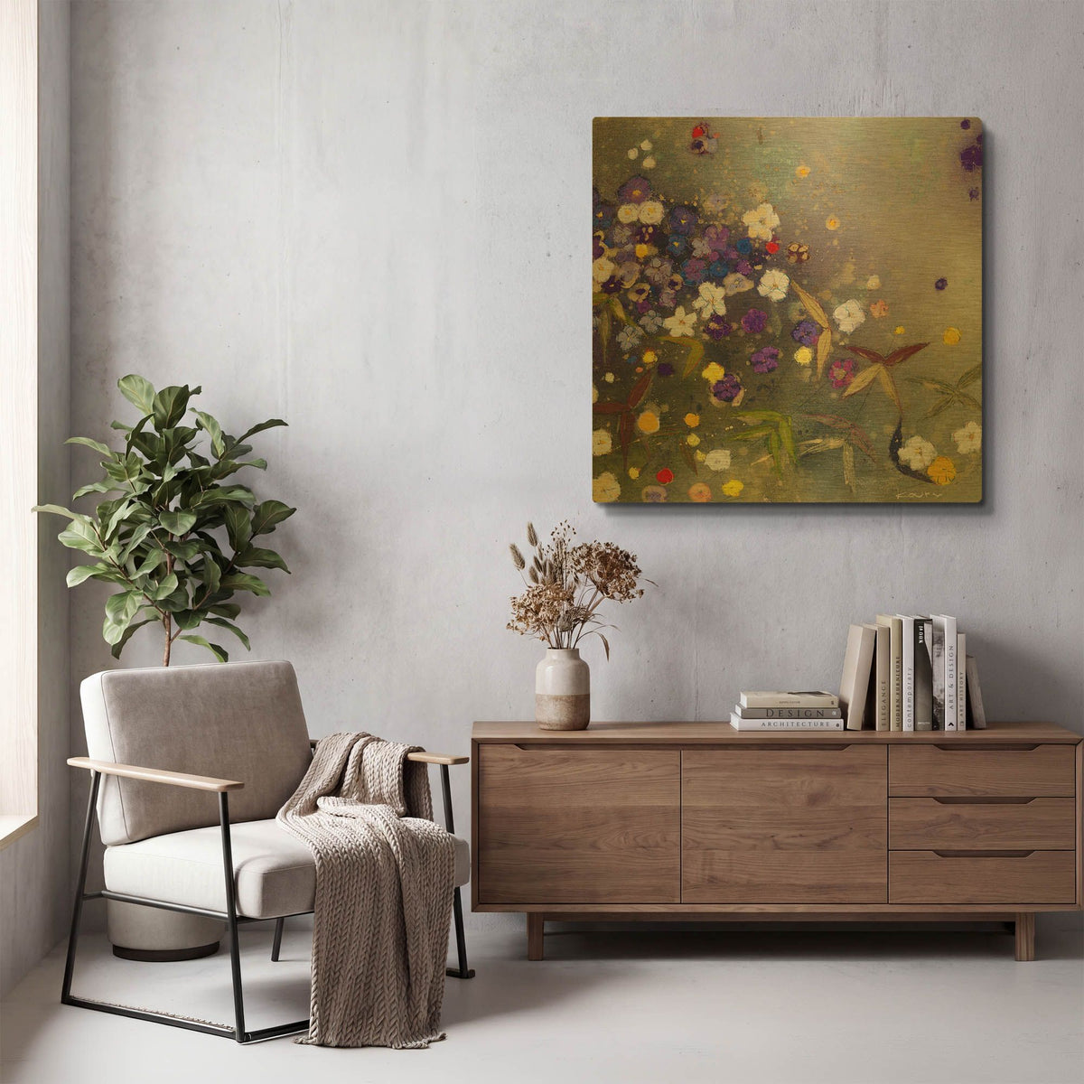 'Gardens in the Mist IX' By Aleah Koury Gold Metal Wall Art
